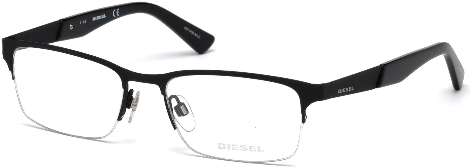 Diesel DL5235 Rectangular Eyeglasses 002-002 - Matte Black