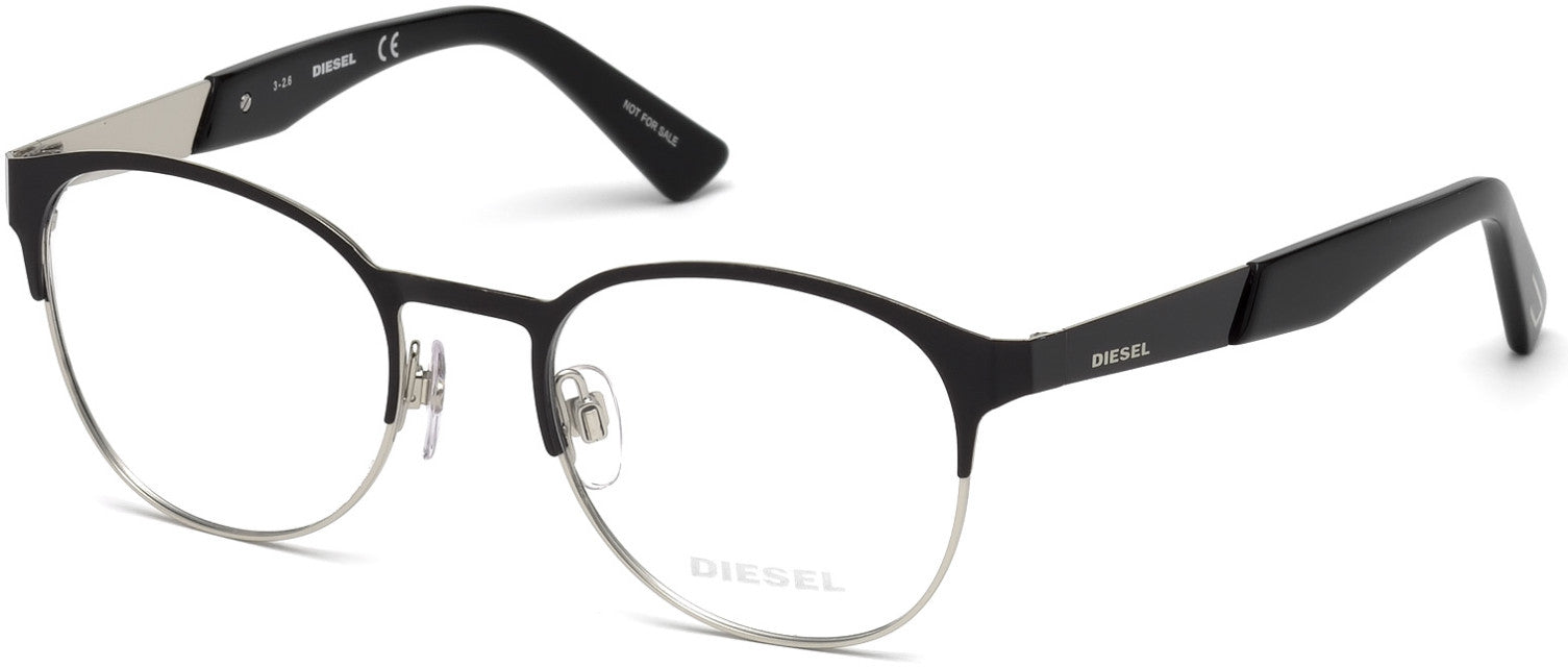 Diesel DL5236 Round Eyeglasses 001-001 - Shiny Black