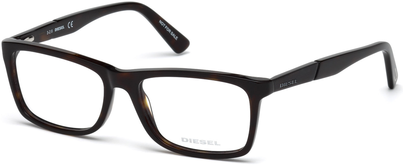 Diesel DL5238 Rectangular Eyeglasses 052-052 - Dark Havana