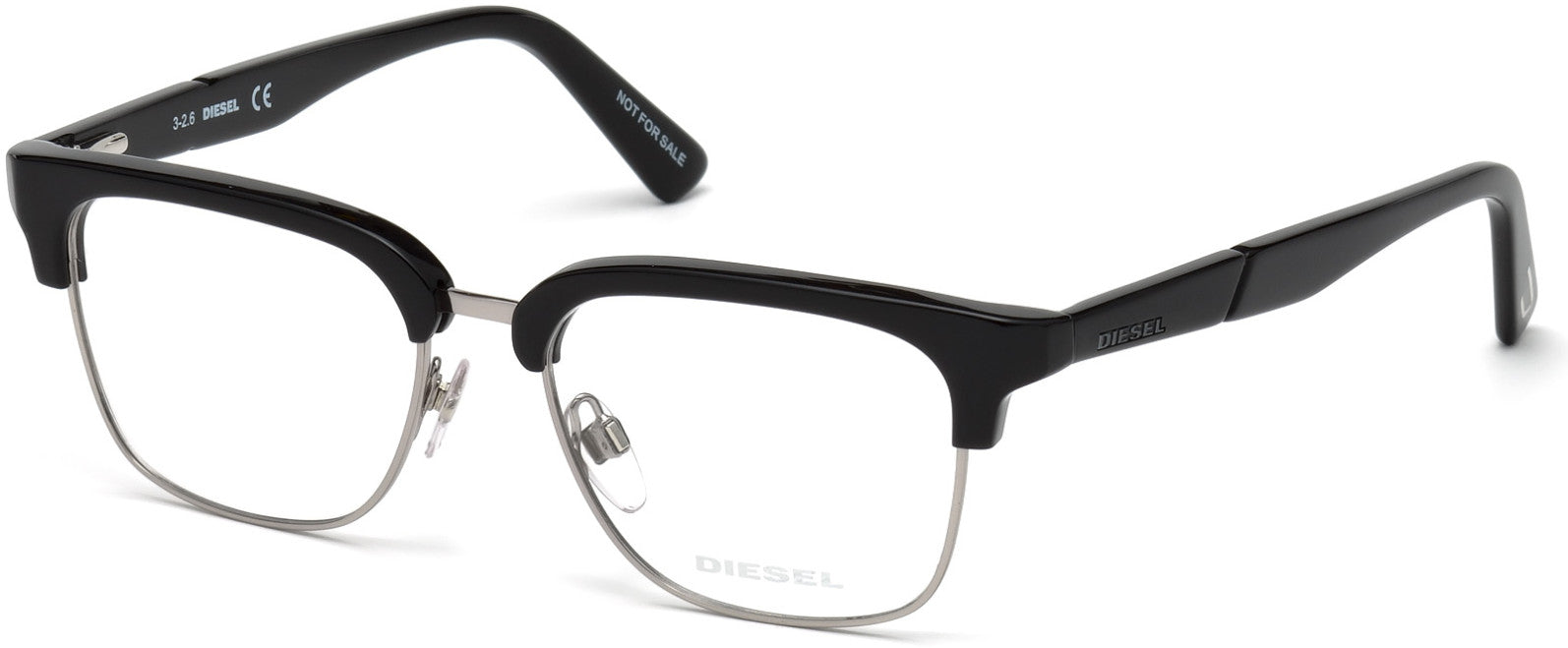 Diesel DL5247 Geometric Eyeglasses 001-001 - Shiny Black