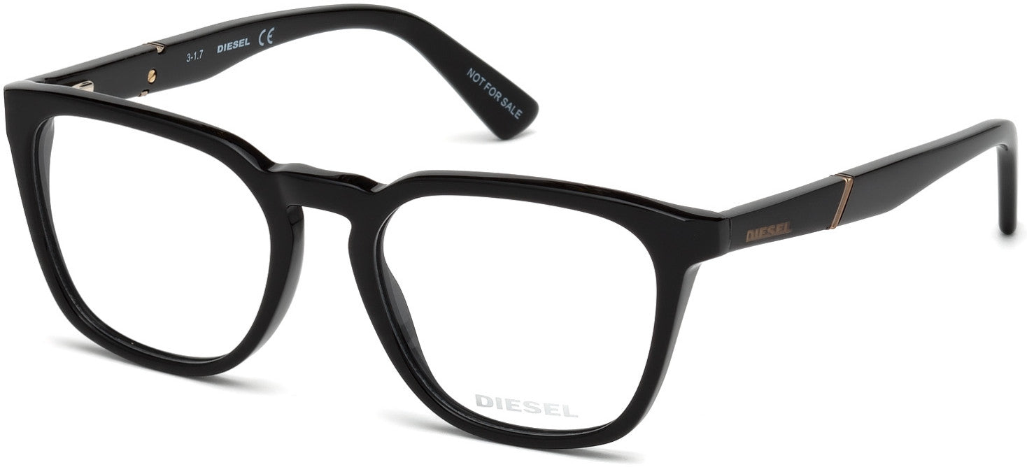 Diesel DL5256 Square Eyeglasses 001-001 - Shiny Black