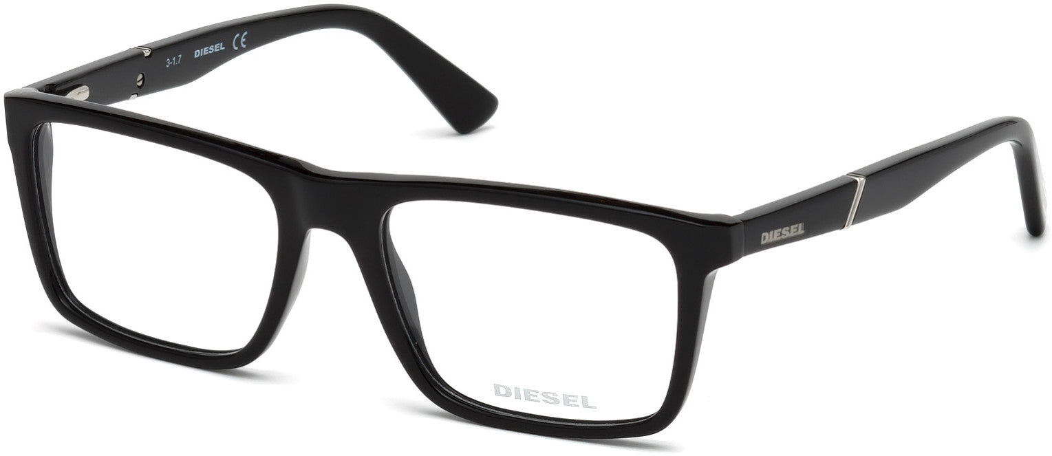 Diesel DL5257 Rectangular Eyeglasses 001-001 - Shiny Black