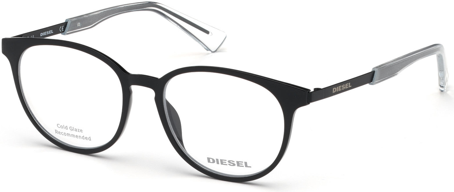 Diesel DL5289 Round Eyeglasses 001-001 - Shiny Black