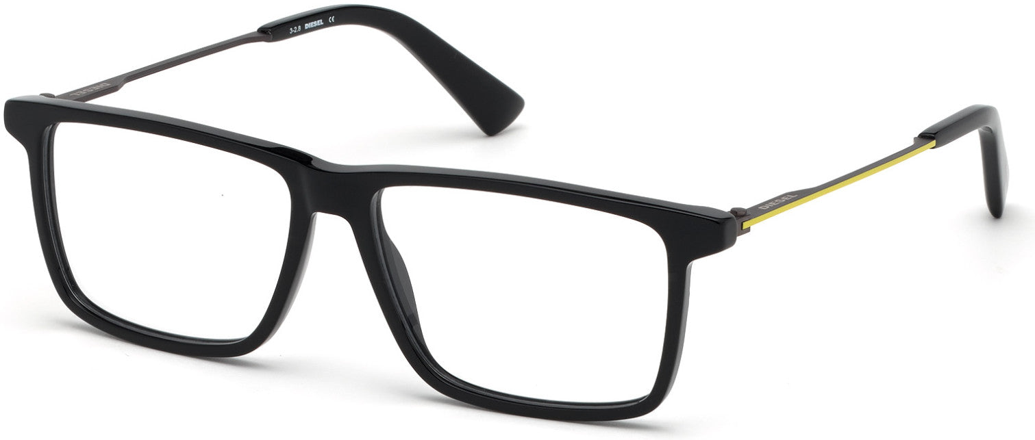 Diesel DL5312 Rectangular Eyeglasses 001-001 - Shiny Black