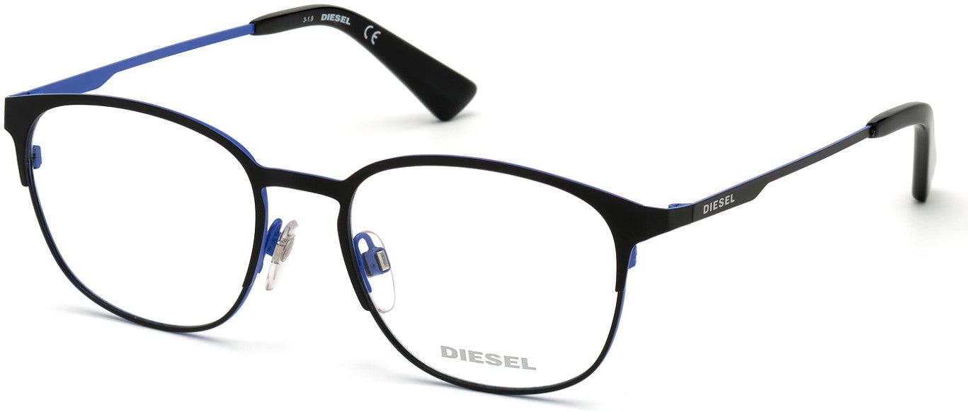 Diesel DL5348 Round Eyeglasses 002-002 - Matte Black