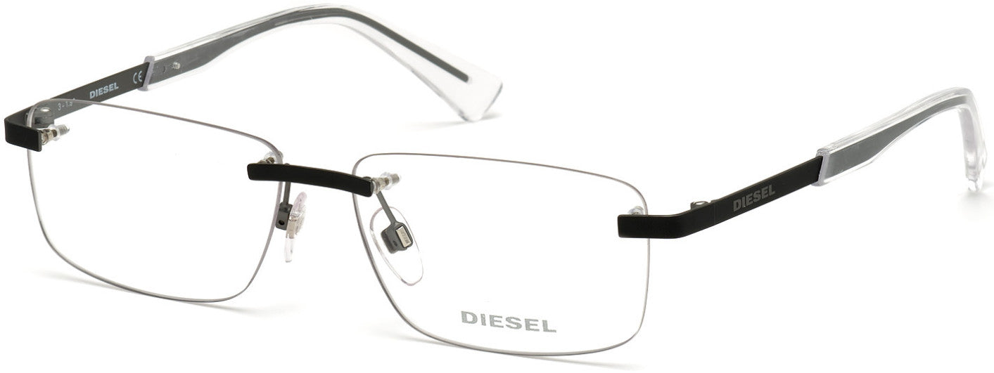 Diesel DL5352 Square Eyeglasses 002-002 - Matte Black