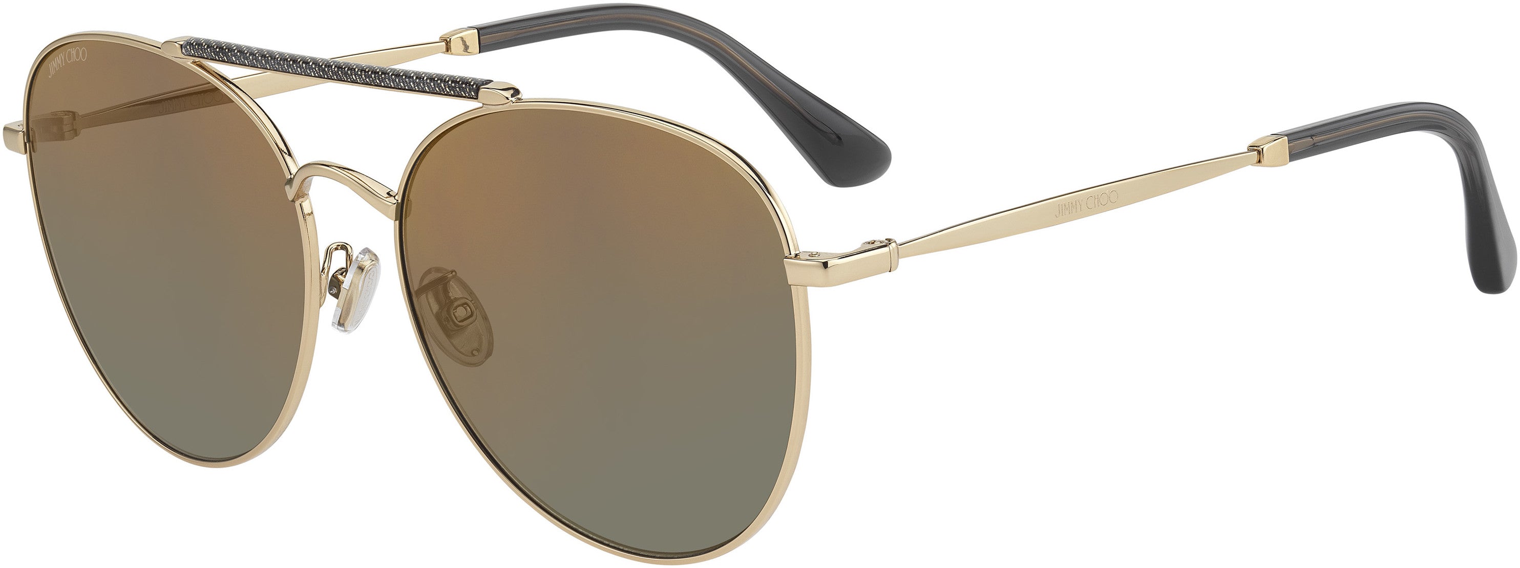 Jimmy Choo Abbie/G/S Aviator Sunglasses 0W8Q-0W8Q  Gold Glitter Gray (K1 Gold Mirror)