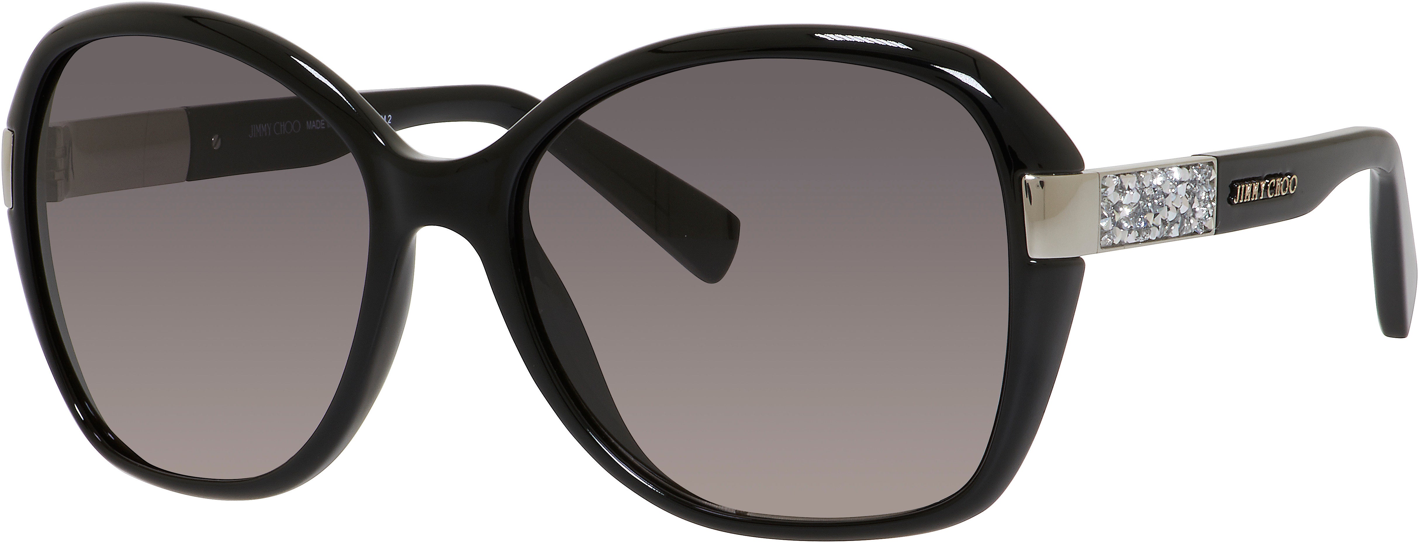 Jimmy Choo Alana/S Rectangular Sunglasses 0D28-0D28  Shiny Black (EU Gray Gradient)