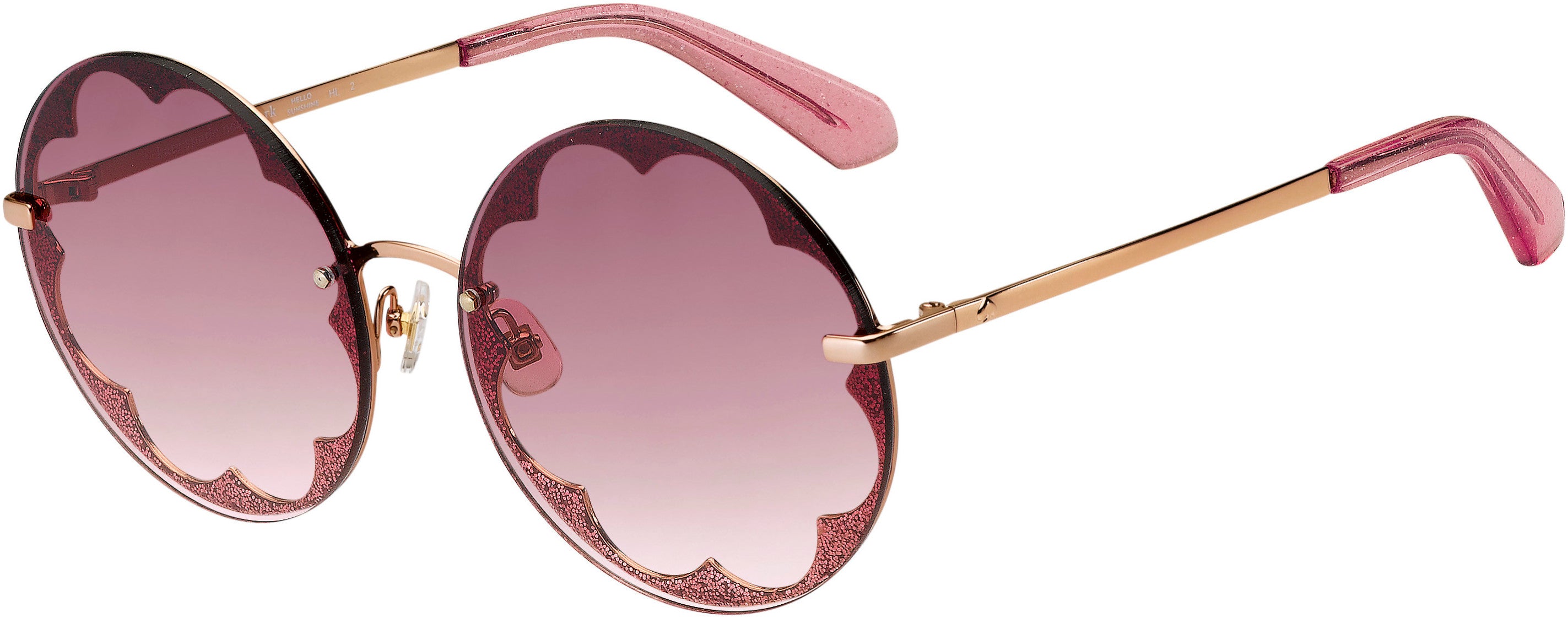 Kate Spade Alivia/G/S Oval Modified Sunglasses 0W66-0W66  Pink Glitter (3X Burgundy Shaded)
