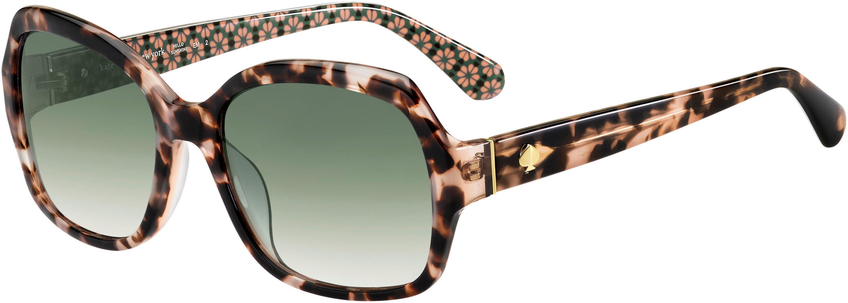 Kate Spade Amberlynn/S Square Sunglasses 0MAP-0MAP  Havana Pattern Pink (9K Green Shaded)