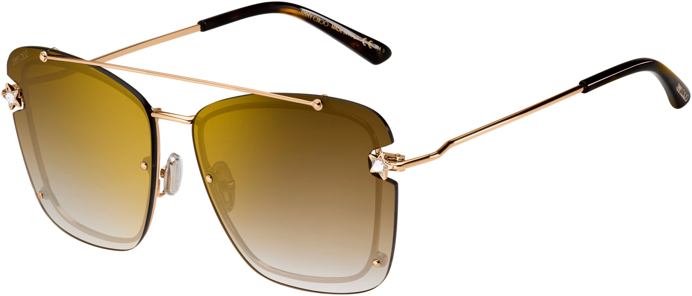 Jimmy Choo Ambra/S Rectangular Sunglasses 0DDB-0DDB  Gold Copper (JL Brown Ss Gold)