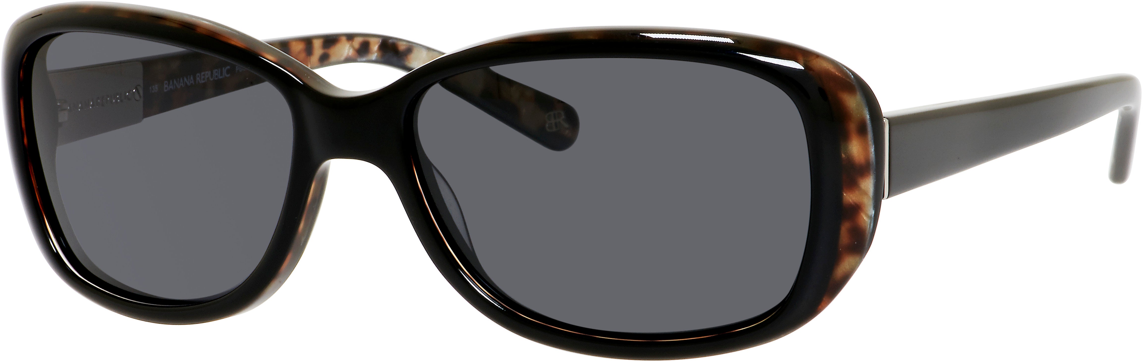 Banana Republic Amie/P/S Rectangular Sunglasses DP6P-DP6P  Black Animal (RA Gray Polarized)