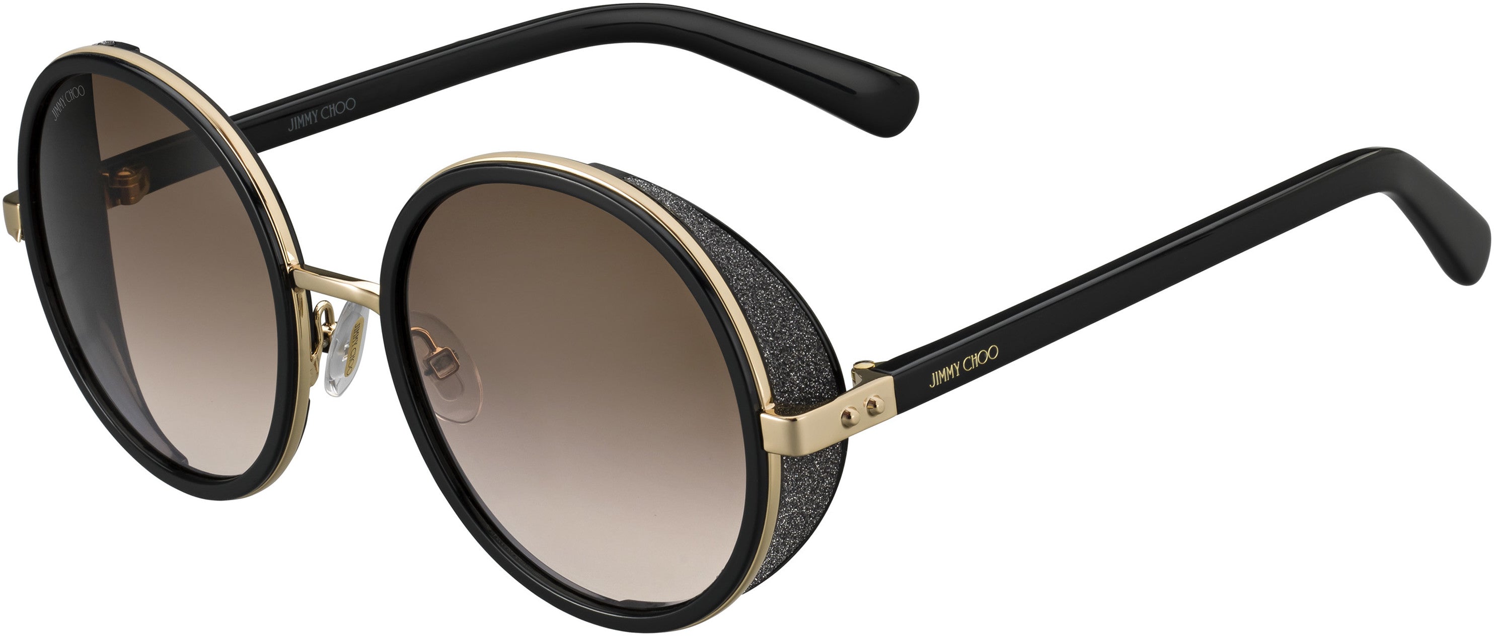 Jimmy Choo Andie/S Oval Modified Sunglasses 0J7Q-0J7Q  Rose Gold / Shiny Black (J6 Brown Gradient)