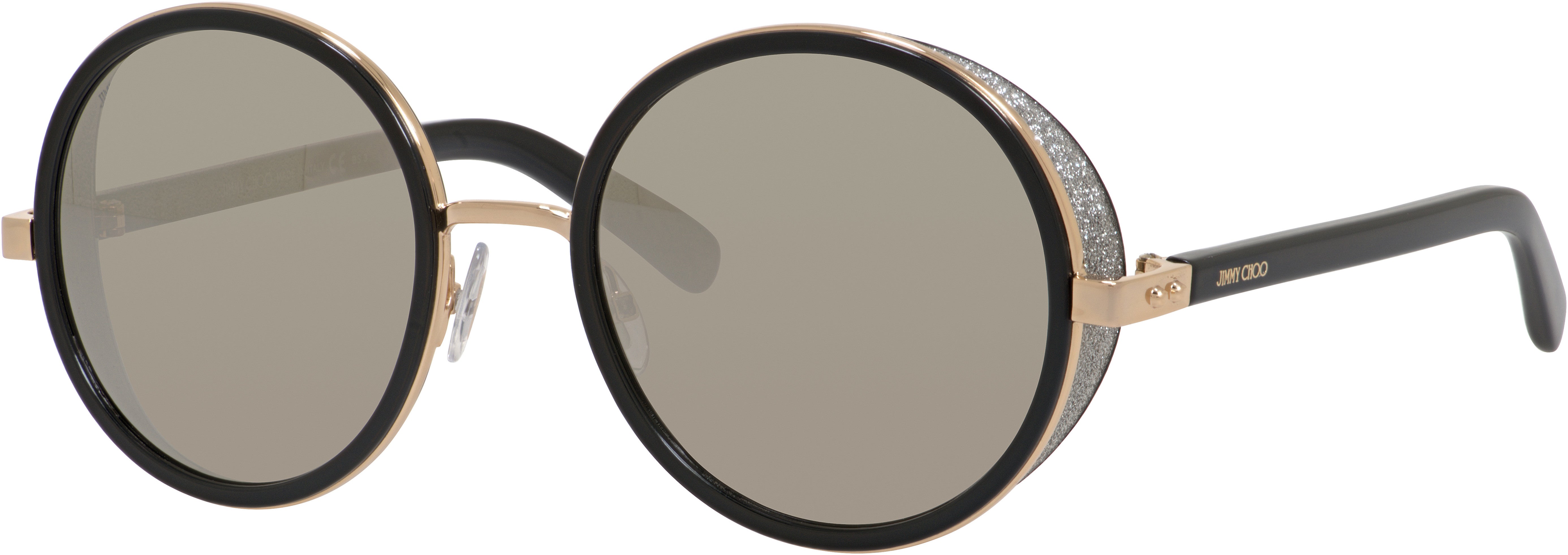 Jimmy Choo Andie/S Oval Modified Sunglasses 0J7Q-0J7Q  Rose Gold / Shiny Black (M3 Gray Silver Mirror)