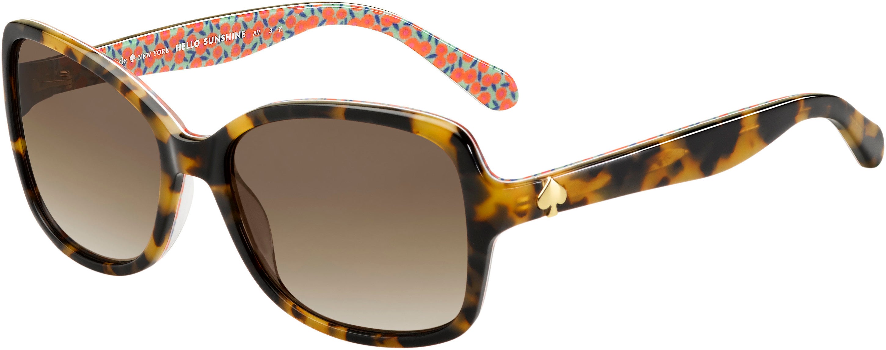 Kate Spade Ayleen/P/S Rectangular Sunglasses 02NL-02NL  Havana Pattern Gree (LA Brown Gradient Polz)