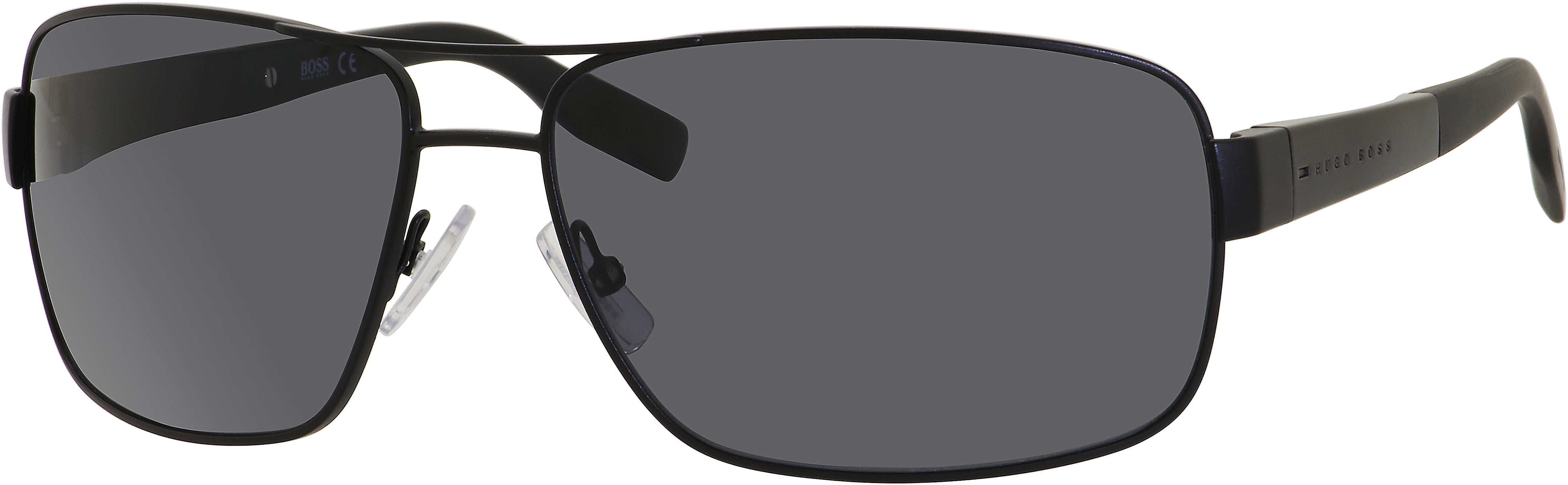 Boss (hub) Boss 0521/S Rectangular Sunglasses 0003-0003  Matte Black (AH Gray Polarized)