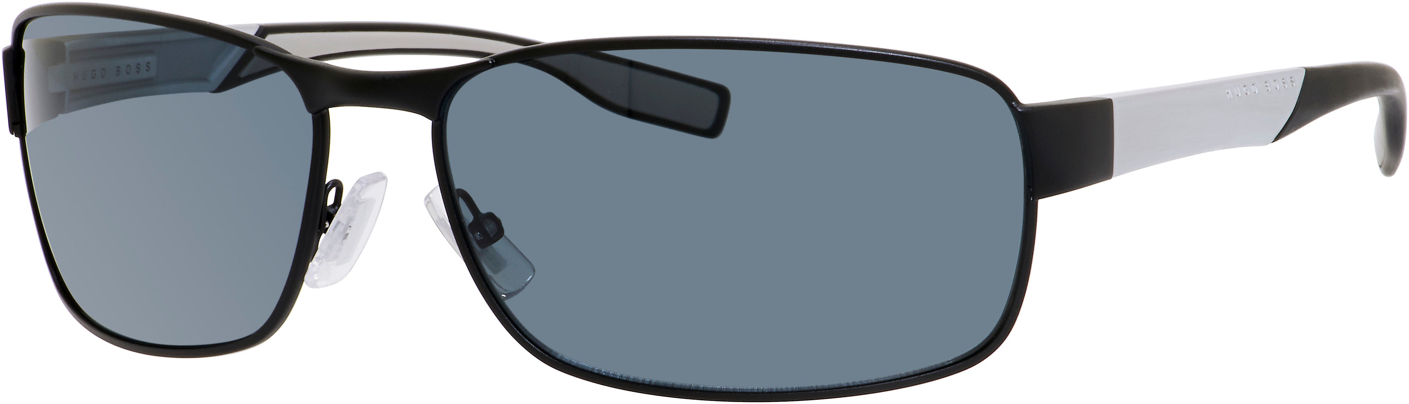 Boss (hub) Boss 0569/P/S Rectangular Sunglasses 092K-092K  Matte Black (RA Gray Polarized)