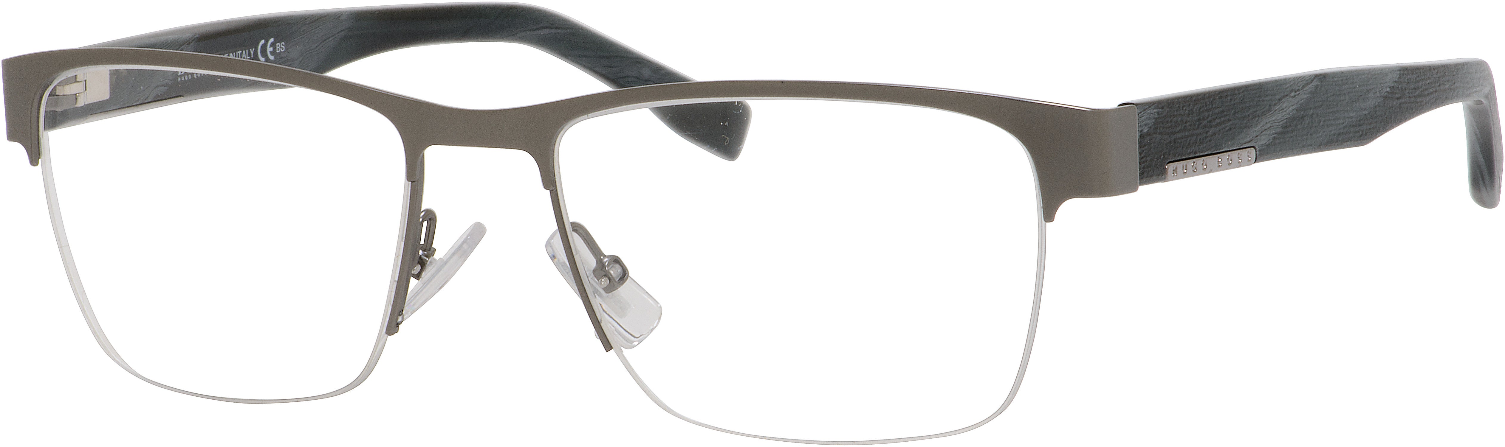 Boss (hub) Boss 0683 Rectangular Eyeglasses 03XQ-03XQ  Dark Ruthenium Gray Horn (00 Demo Lens)