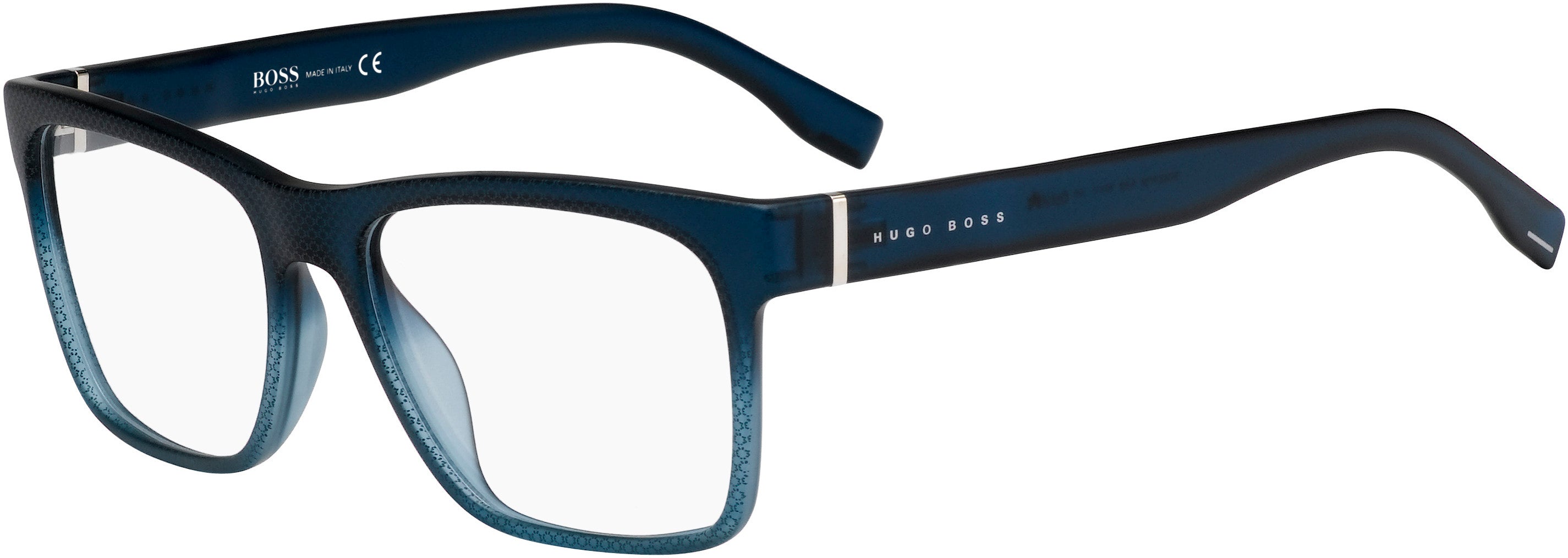Boss (hub) Boss 0728/N Rectangular Eyeglasses 026O-026O  Matte Blue Pattern (00 Demo Lens)