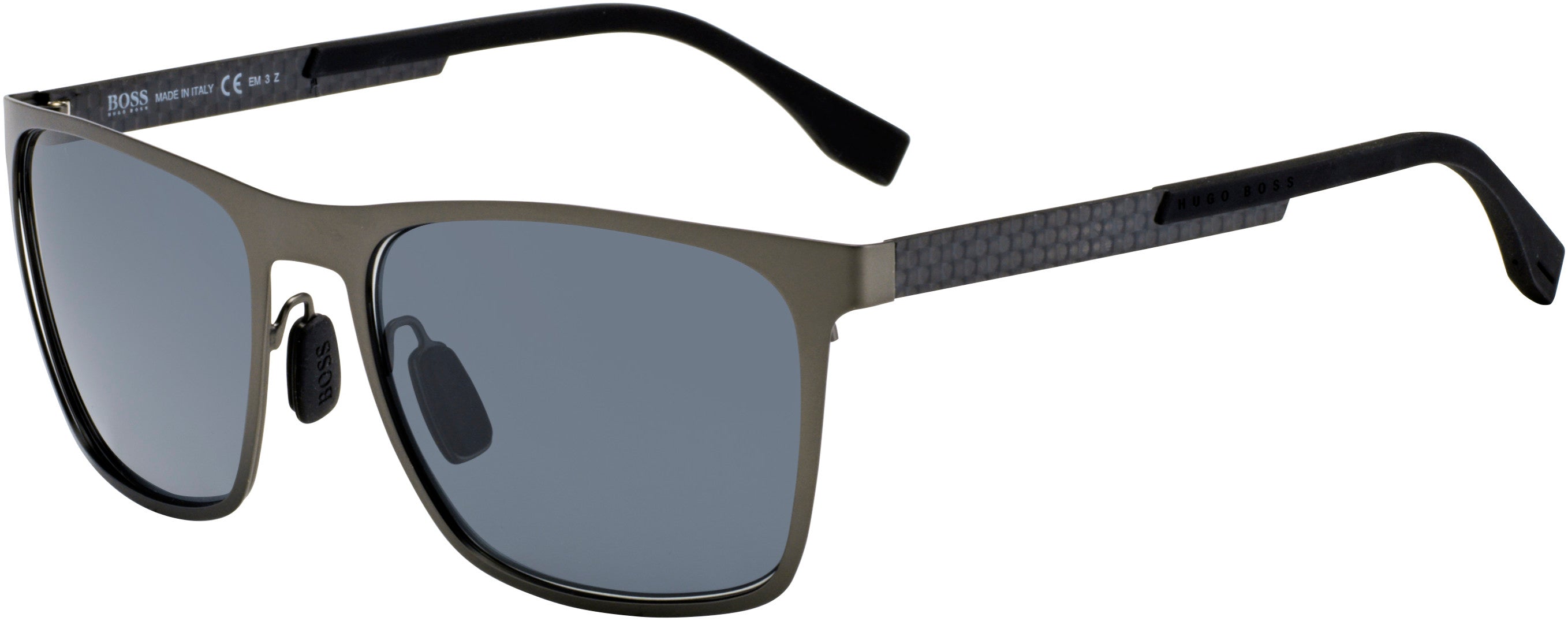 Boss (hub) Boss 0732/S Rectangular Sunglasses 05MO-05MO  Matte Dark Ruthenium Black Crystal (M9 Gray Pz)