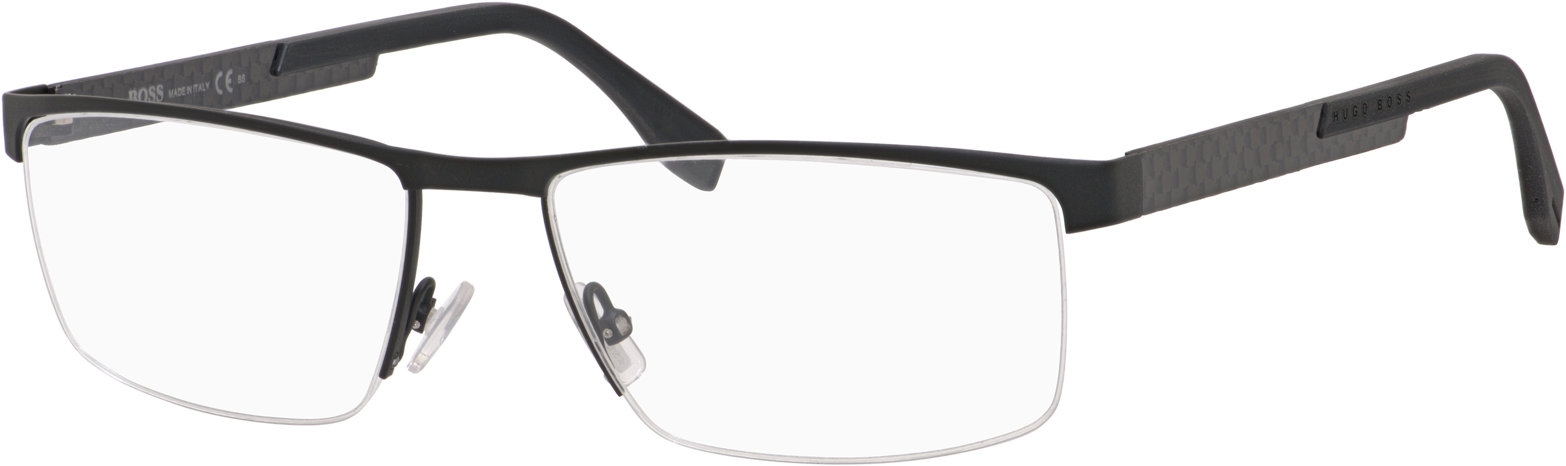 Boss (hub) Boss 0734 Rectangular Eyeglasses 0KCQ-0KCQ  Black Carbon (00 Demo Lens)