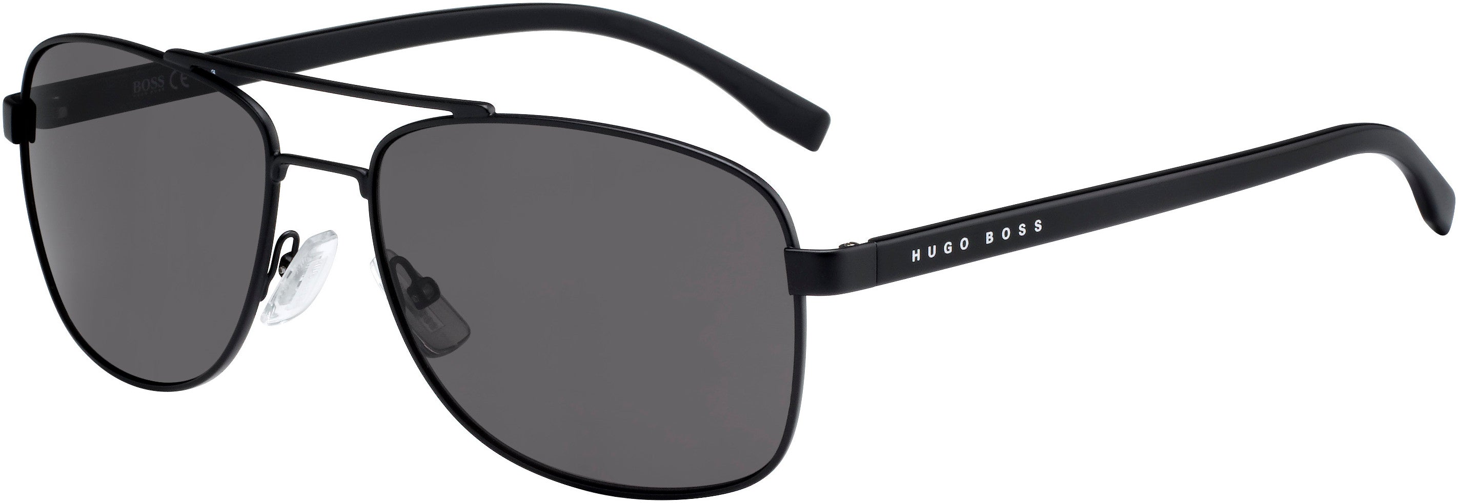 Boss (hub) Boss 0762/S Rectangular Sunglasses 010G-010G  Matte Black Black (NR Brown Gray)