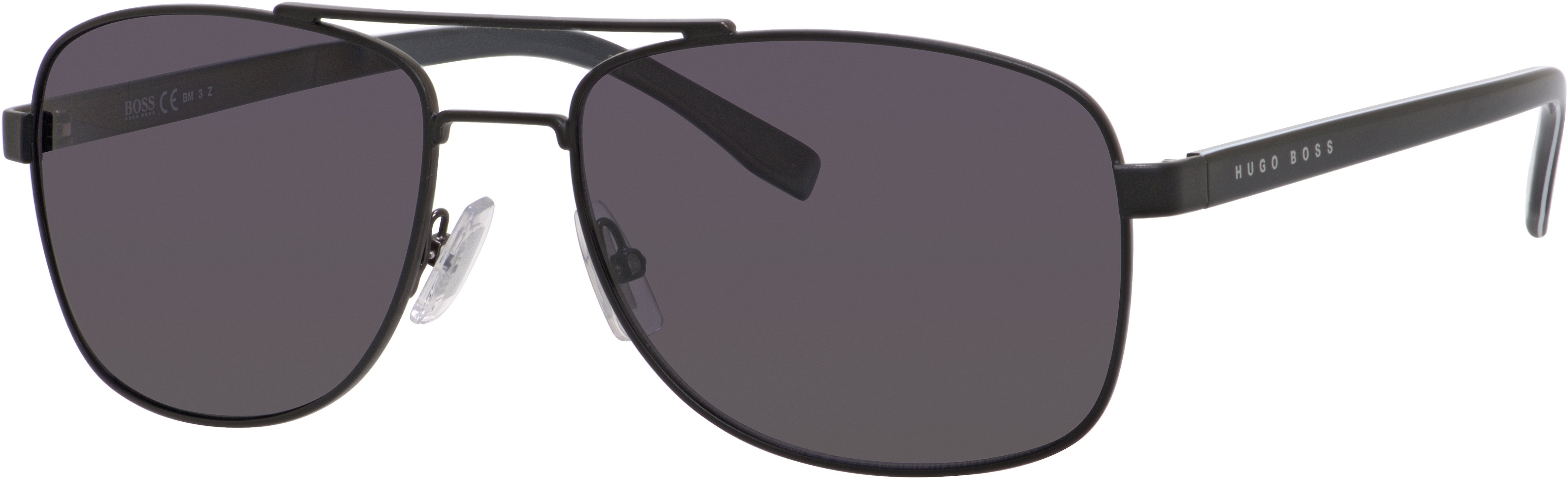 Boss (hub) Boss 0762/S Rectangular Sunglasses 0QIL-0QIL  Matte Black (3H Gray Polarized)