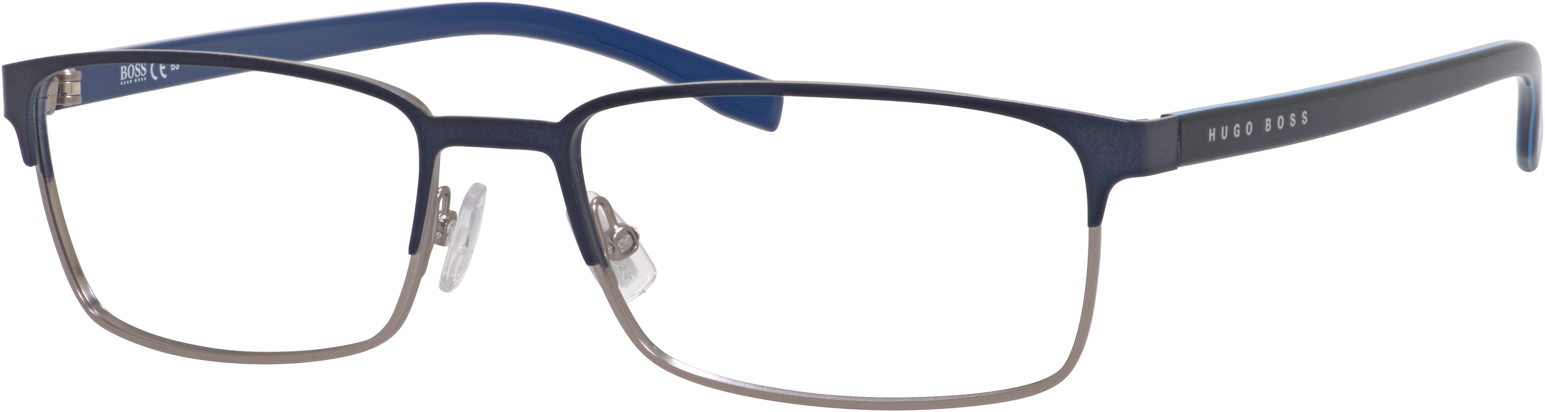 Boss (hub) Boss 0766 Rectangular Eyeglasses 0QJF-0QJF  Matte Blue (00 Demo Lens)