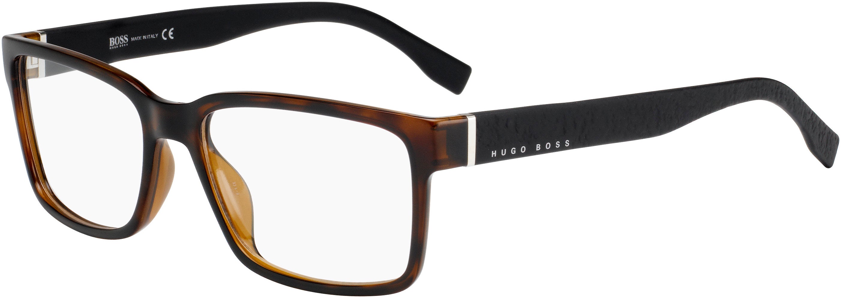 Boss (hub) Boss 0831 Rectangular Eyeglasses 0Z2I-0Z2I  Havana Black (00 Demo Lens)