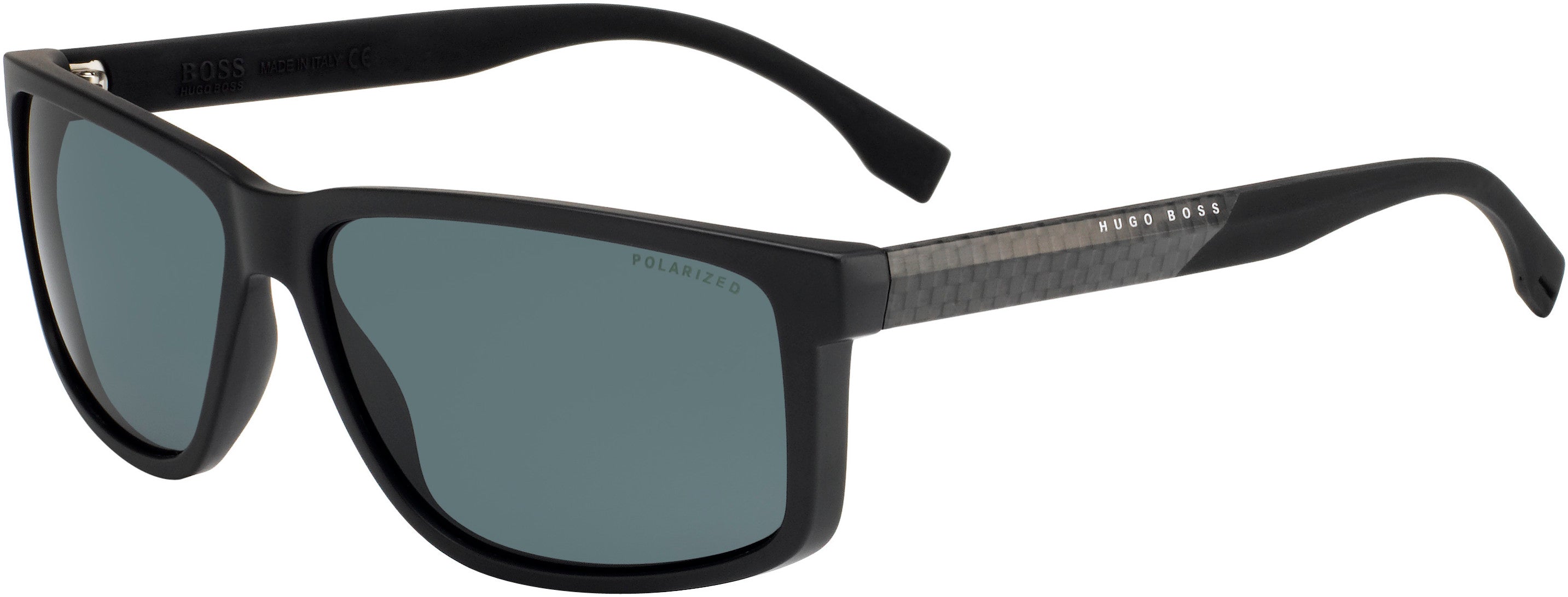 Boss (hub) Boss 0833/S Rectangular Sunglasses 0HWM-0HWM  Matte Black Carbon (RA Gray Polarized)