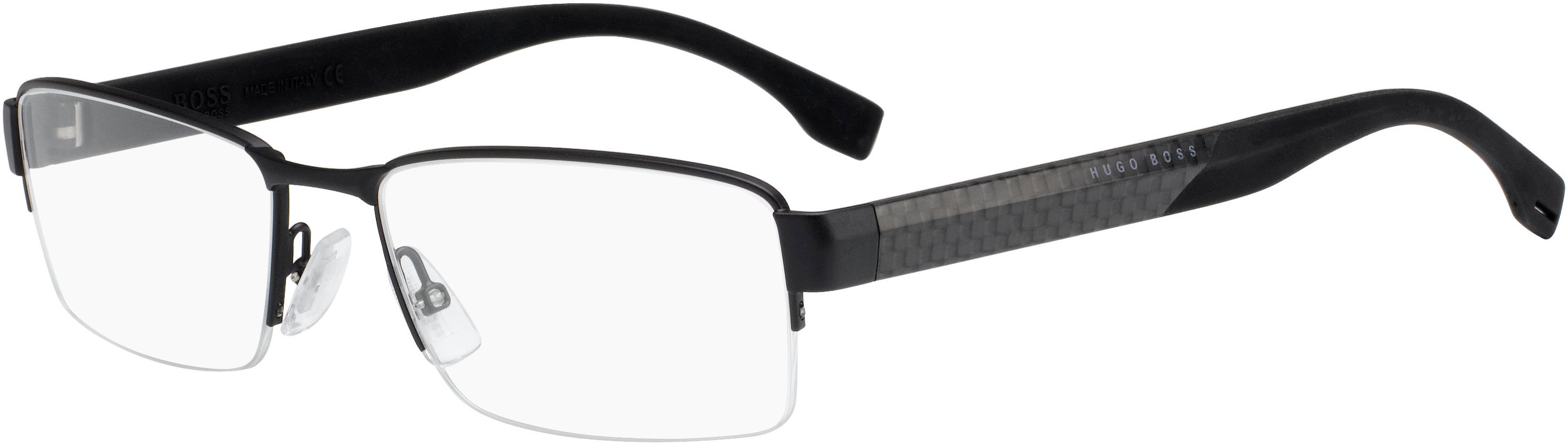 Boss (hub) Boss 0837 Rectangular Eyeglasses 0KCQ-0KCQ  Matte Black Carbon (00 Demo Lens)