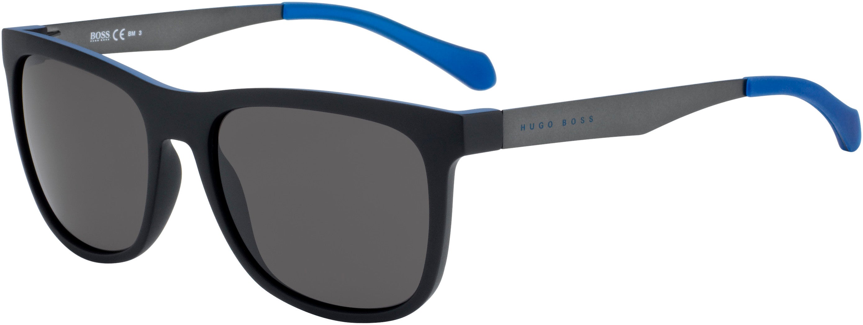 Boss (hub) Boss 0868/S Rectangular Sunglasses 00N2-00N2  Matte Black Blue (NR Brown Gray)