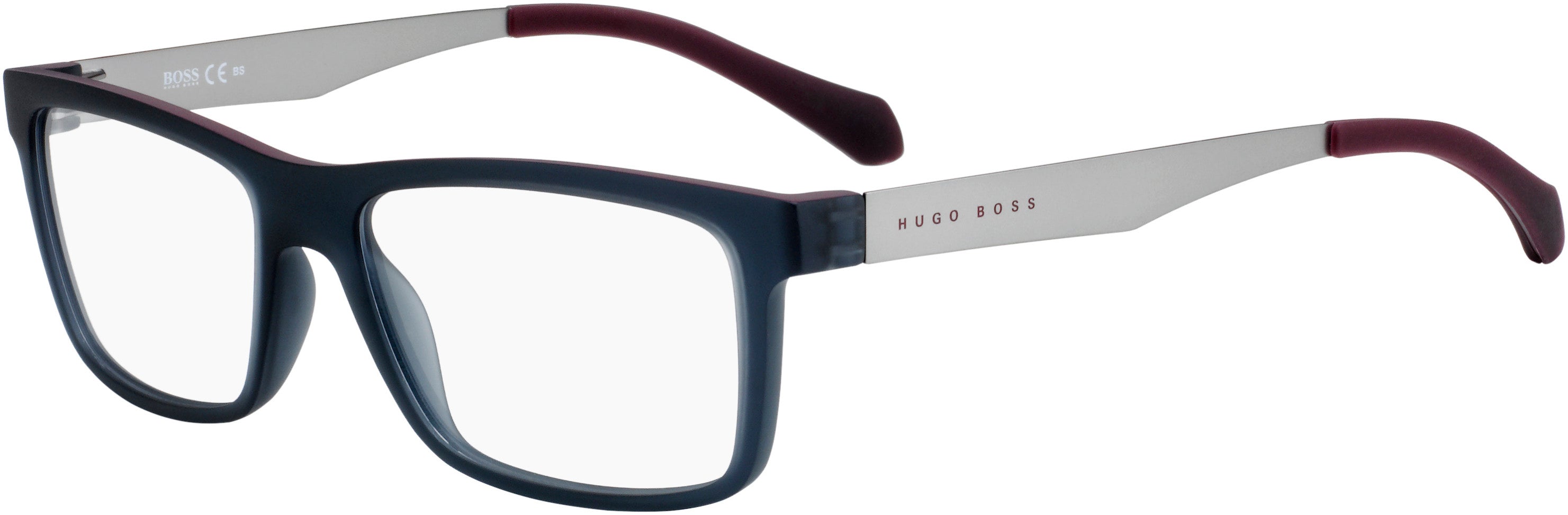 Boss (hub) Boss 0870 Rectangular Eyeglasses 005G-005G  Matte Gray Burgundy (00 Demo Lens)