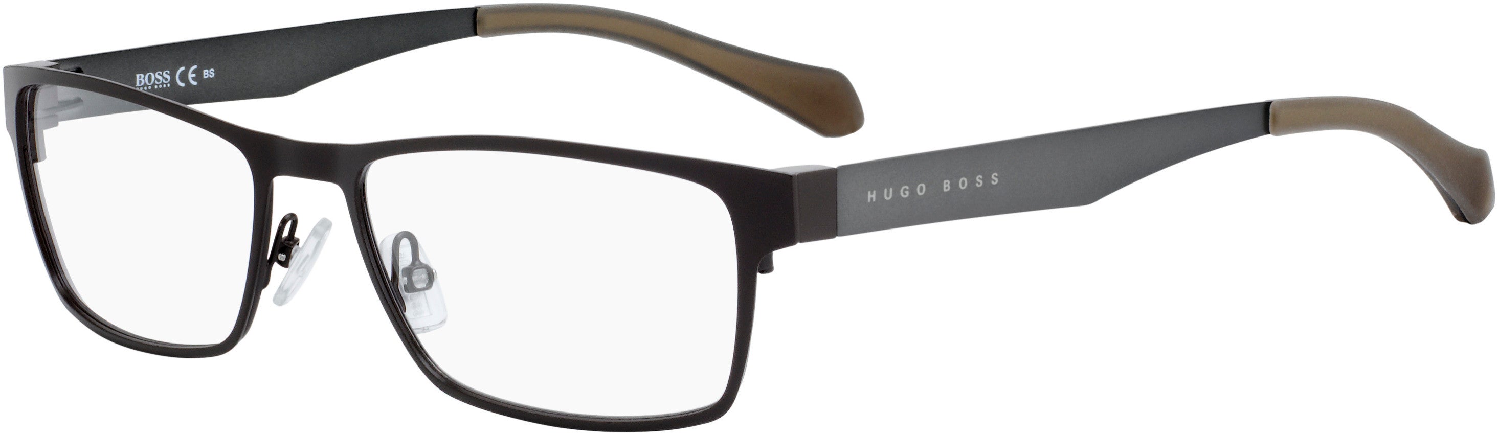 Boss (hub) Boss 0873 Rectangular Eyeglasses 005N-005N  Matte Brown Gray (00 Demo Lens)
