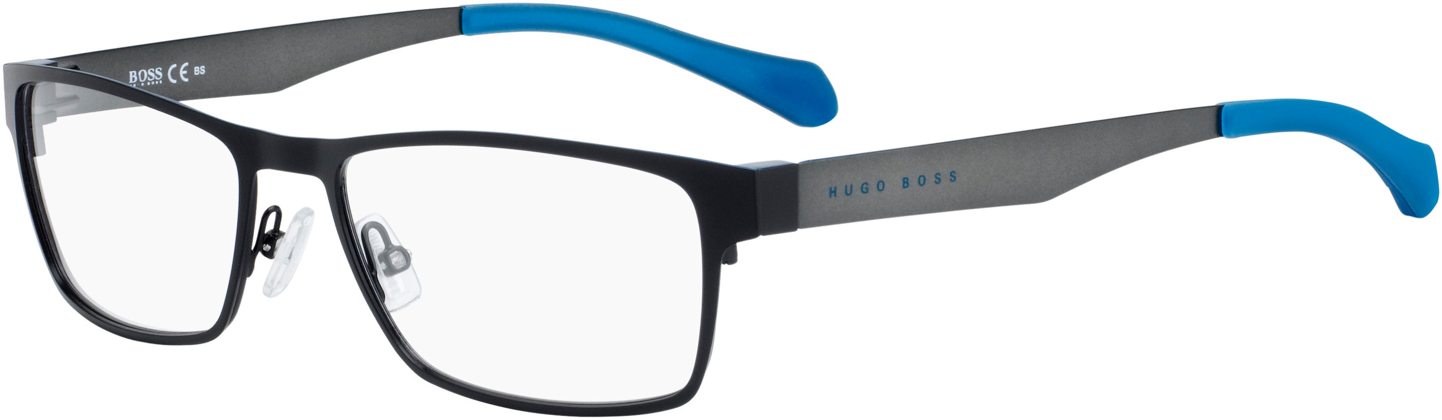 Boss (hub) Boss 0873 Rectangular Eyeglasses 00MB-00MB  Matte Black Blue (00 Demo Lens)
