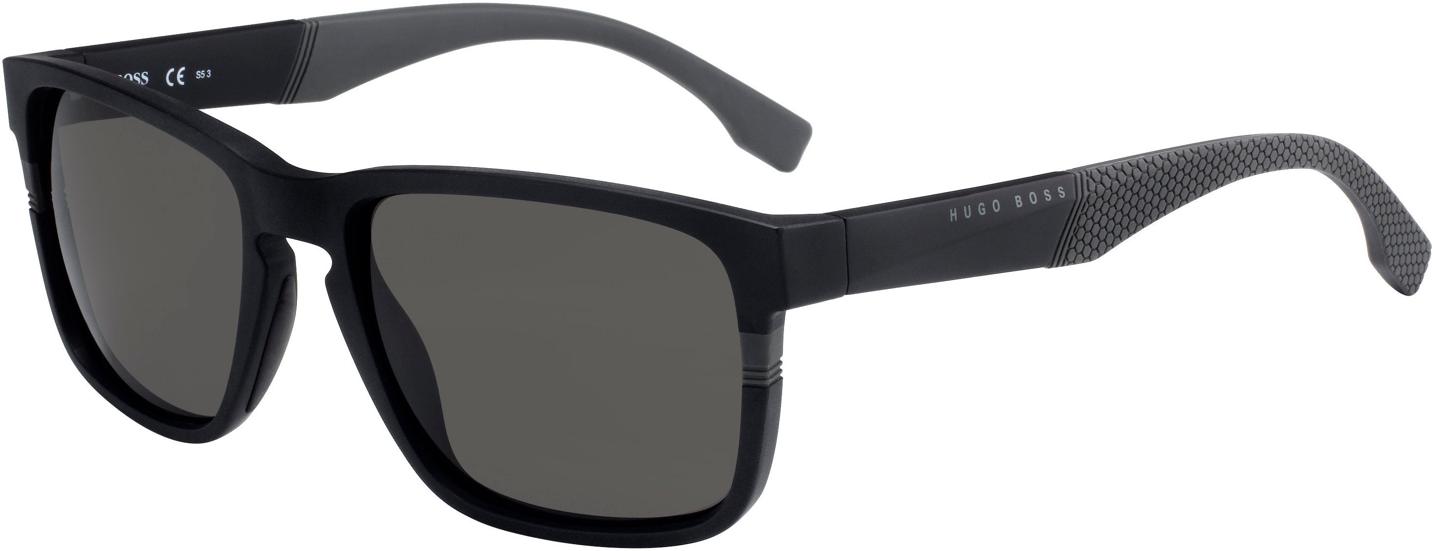 Boss (hub) Boss 0916/S Rectangular Sunglasses 01X1-01X1  Matte Black (NR Brown Gray)