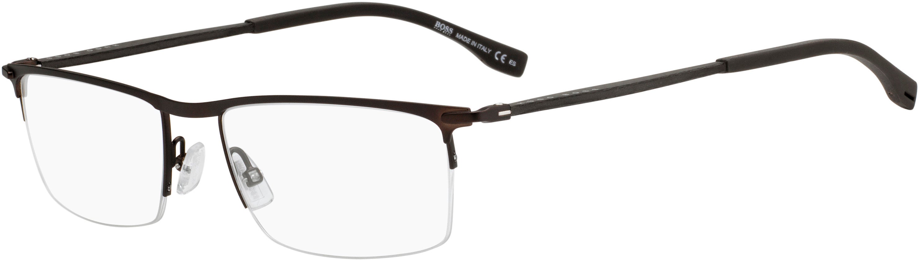 Boss (hub) Boss 0940 Rectangular Eyeglasses 02P4-02P4  Brown Rbbr (00 Demo Lens)