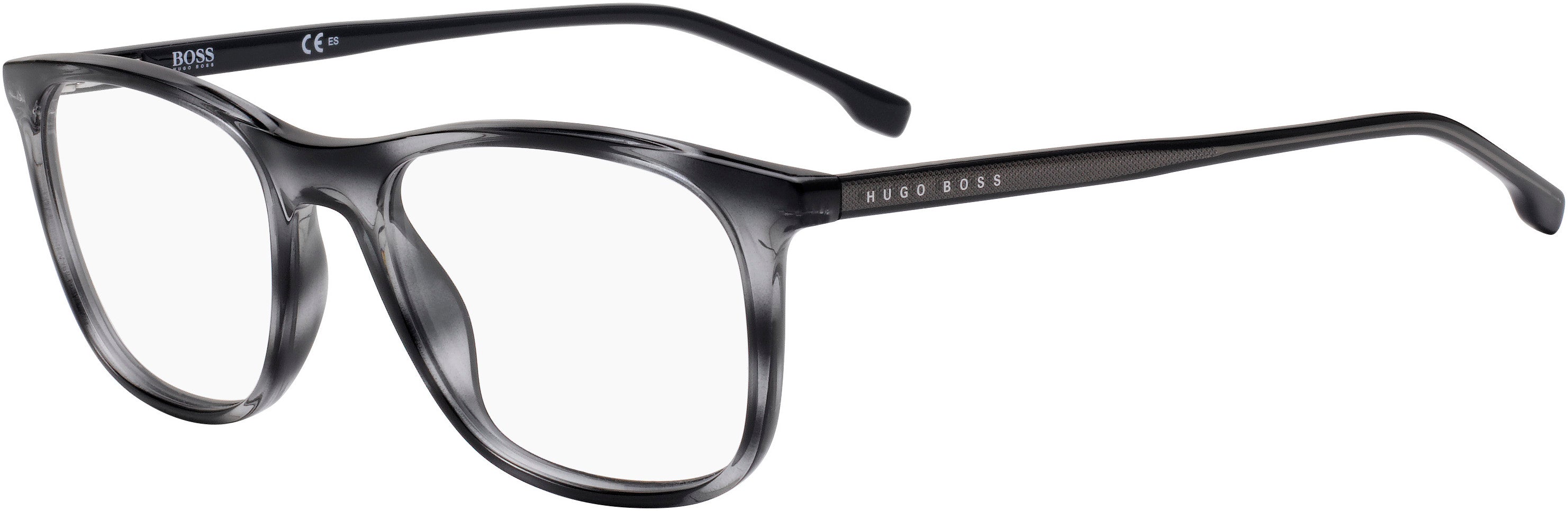 Boss (hub) Boss 0966 Rectangular Eyeglasses 02W8-02W8  Gray Horn (00 Demo Lens)