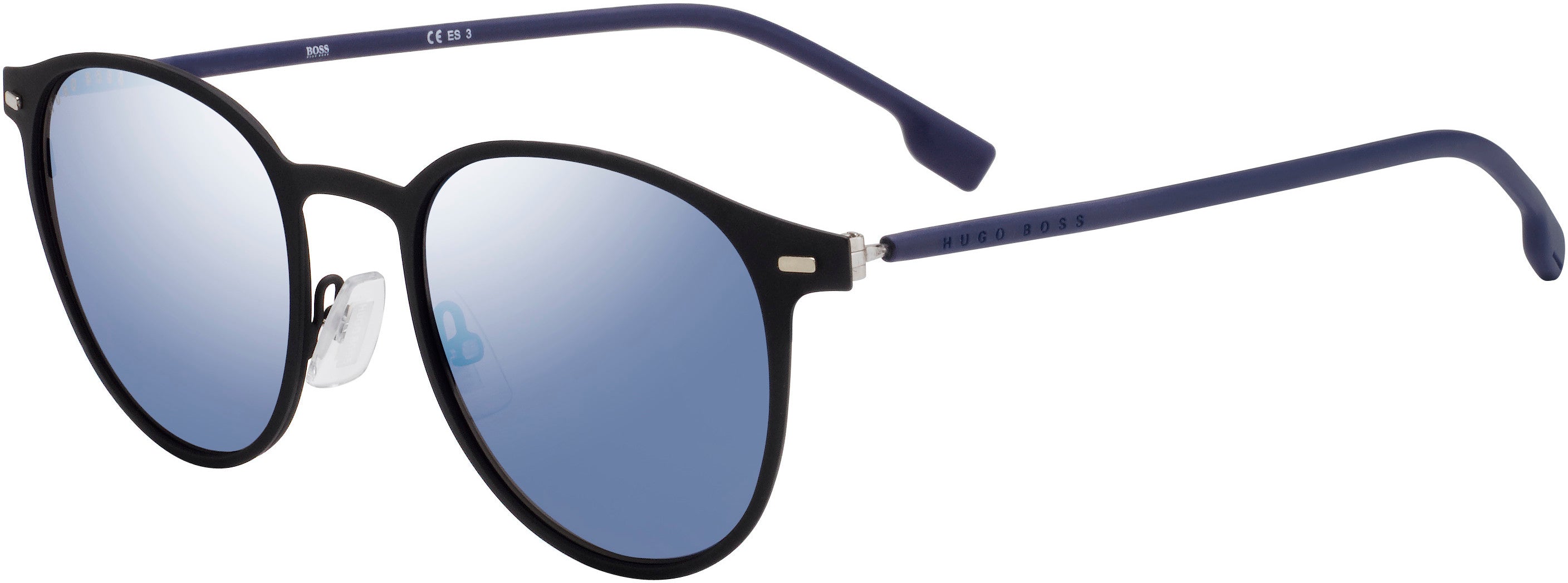 Boss (hub) Boss 1008/S Oval Modified Sunglasses 00VK-00VK  Matte Black Blue (XT Gray Blue Mirro)