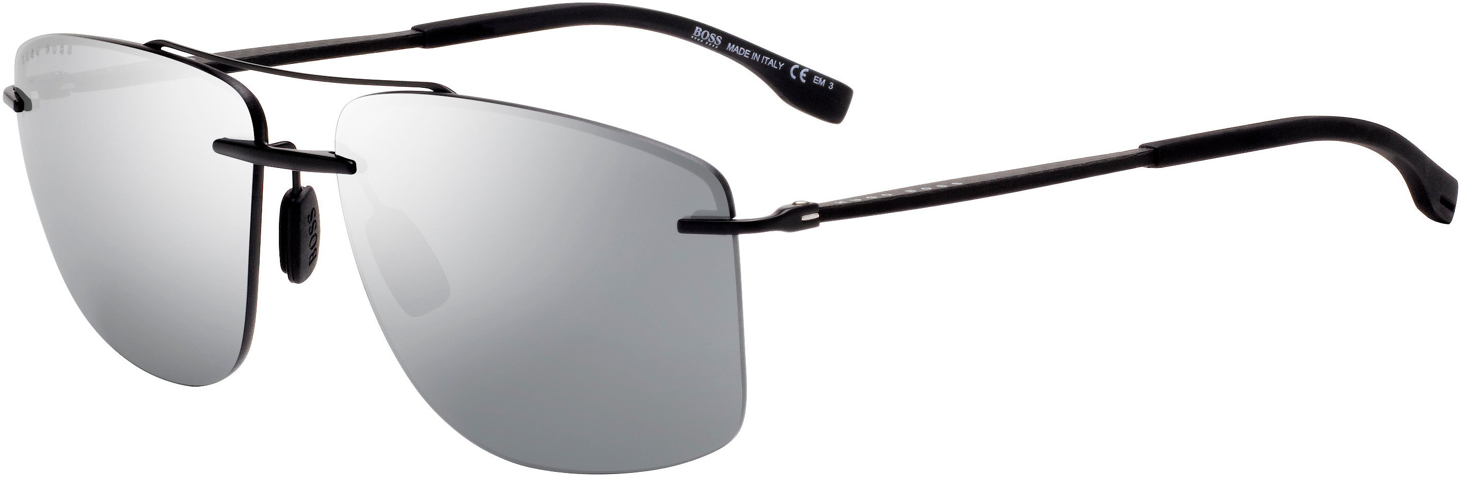 Boss (hub) Boss 1033/F/S Square Sunglasses 0003-0003  Matte Black (T4 Silver Mirror)