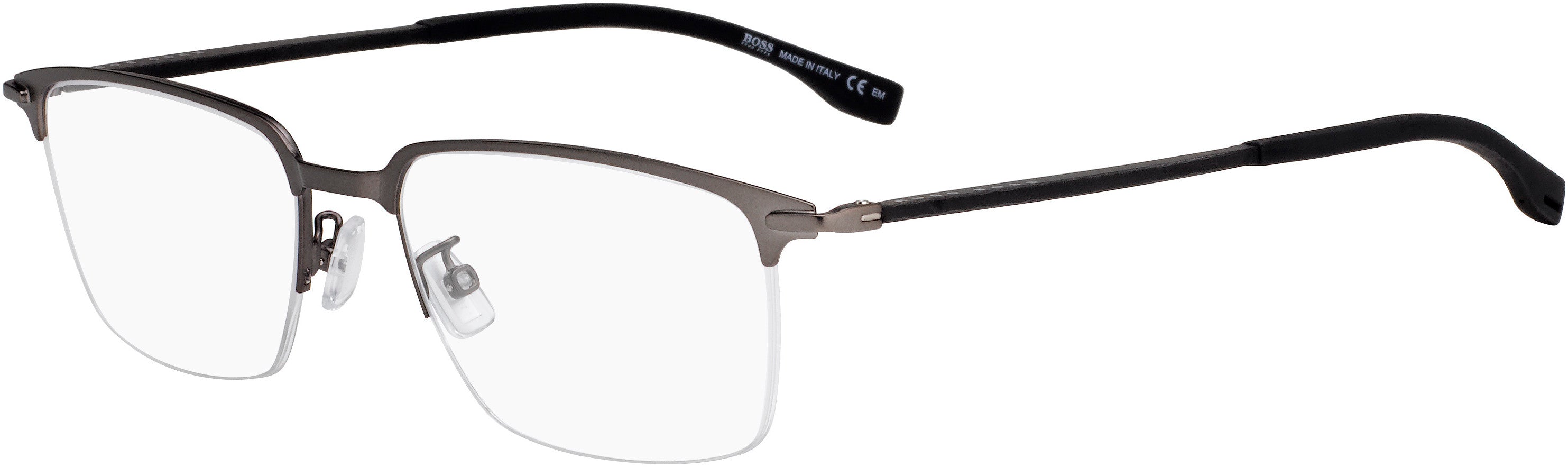 Boss (hub) Boss 1034/F Rectangular Eyeglasses 0R80-0R80  Semi Matte Dark Ruthenium (00 Demo Lens)