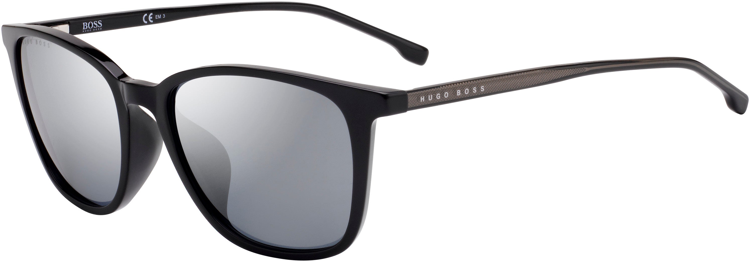 Boss (hub) Boss 1063/F/S Square Sunglasses 0807-0807  Black (T4 Silver Mirror)