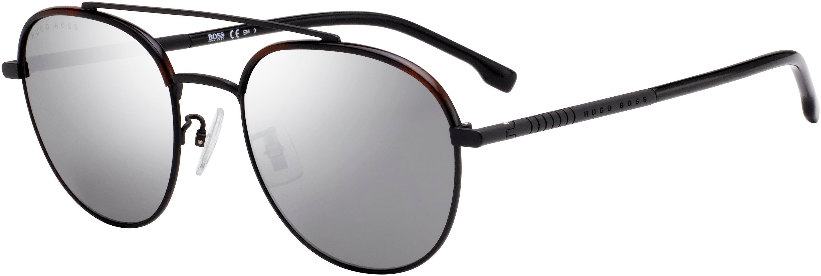 Boss (hub) Boss 1069/F/S Oval Modified Sunglasses 0003-0003  Matte Black (T4 Silver Mirror)
