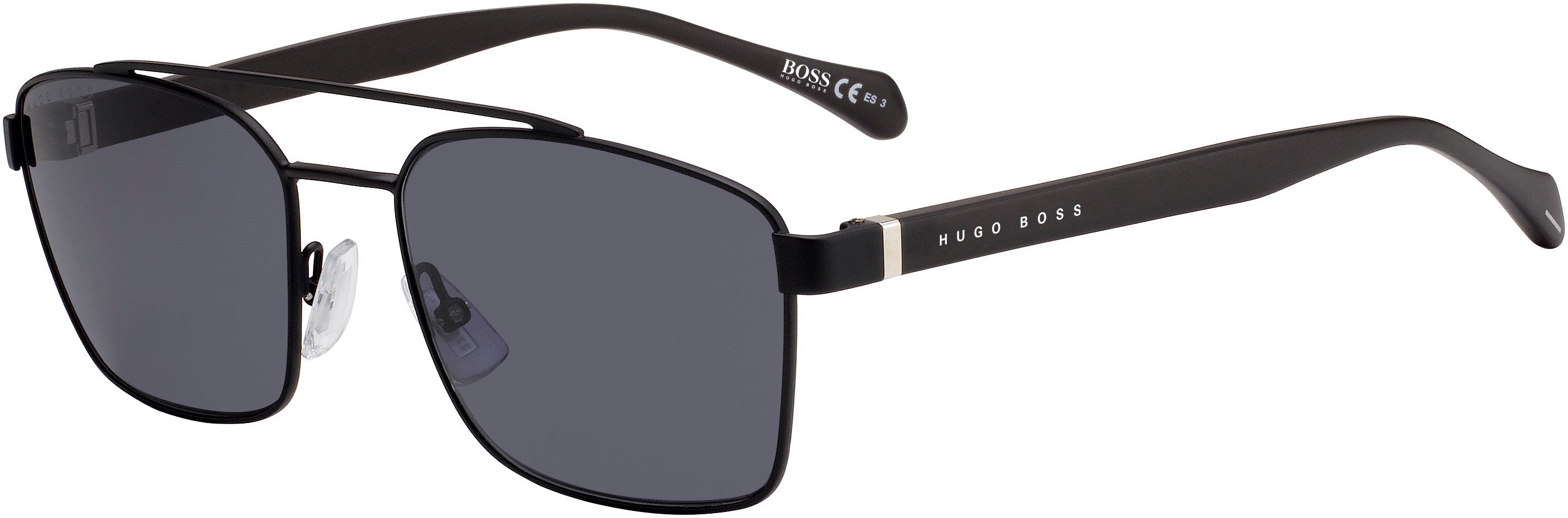 Boss (hub) Boss 1117/S Rectangular Sunglasses 0003-0003  Matte Black (IR Gray)