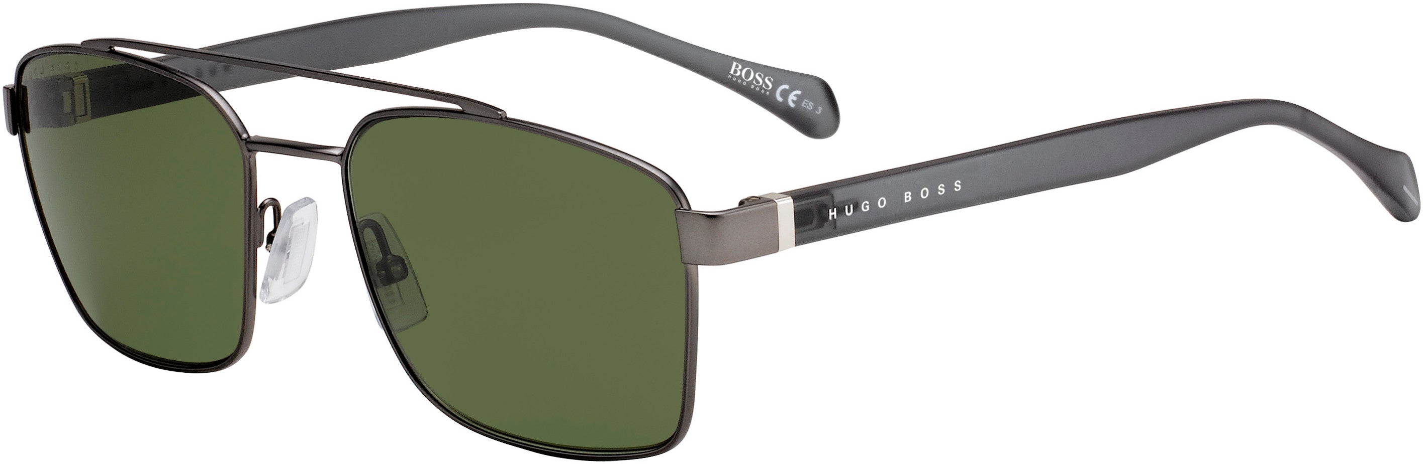 Boss (hub) Boss 1117/S Rectangular Sunglasses 0R80-0R80  Semi Matte Dark Ruthenium (QT Green)