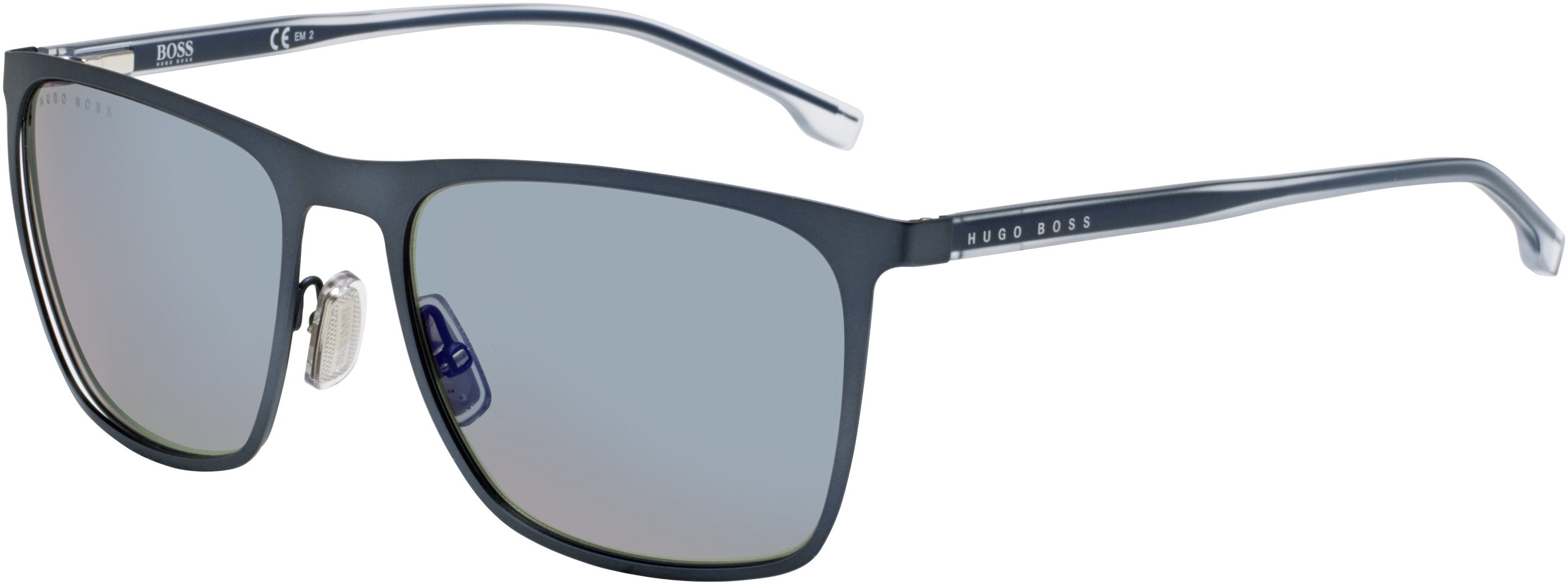 Boss (hub) Boss 1149/S Rectangular Sunglasses 0FLL-0FLL  Matte Blue (XT Gray Blue Mirro)