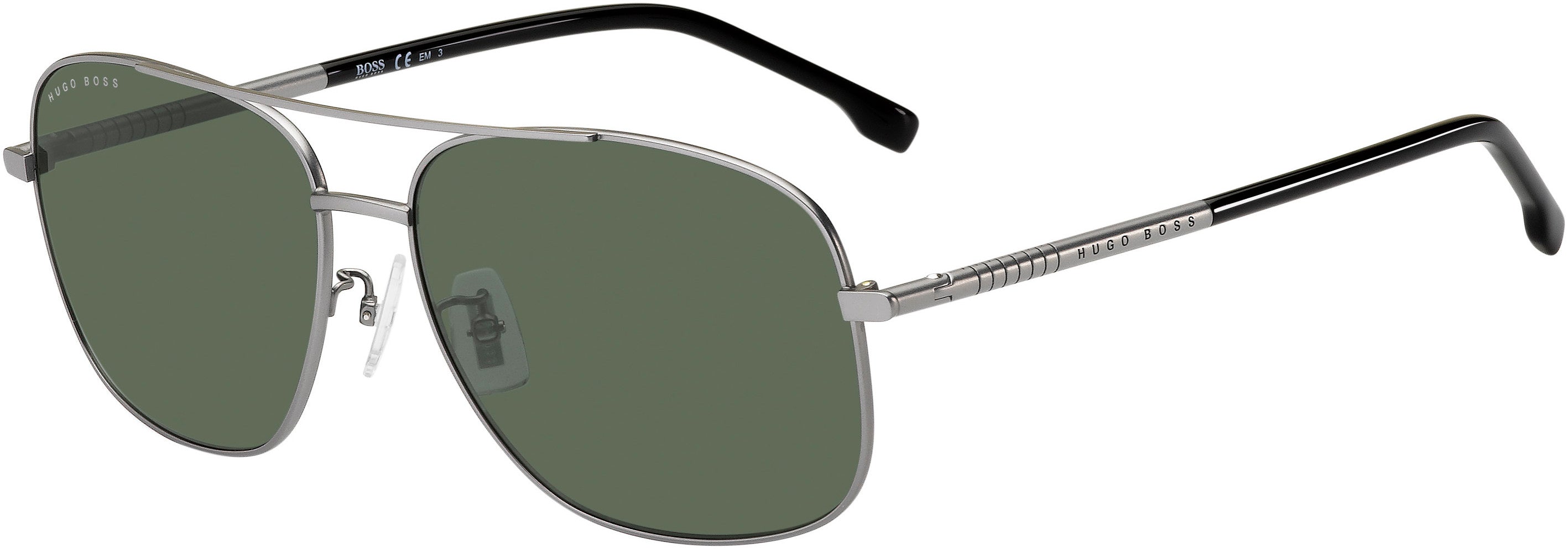 Boss (hub) Boss 1177/F/S Rectangular Sunglasses 0SVK-0SVK  Semi Matte Ruthenium Black (QT Green)