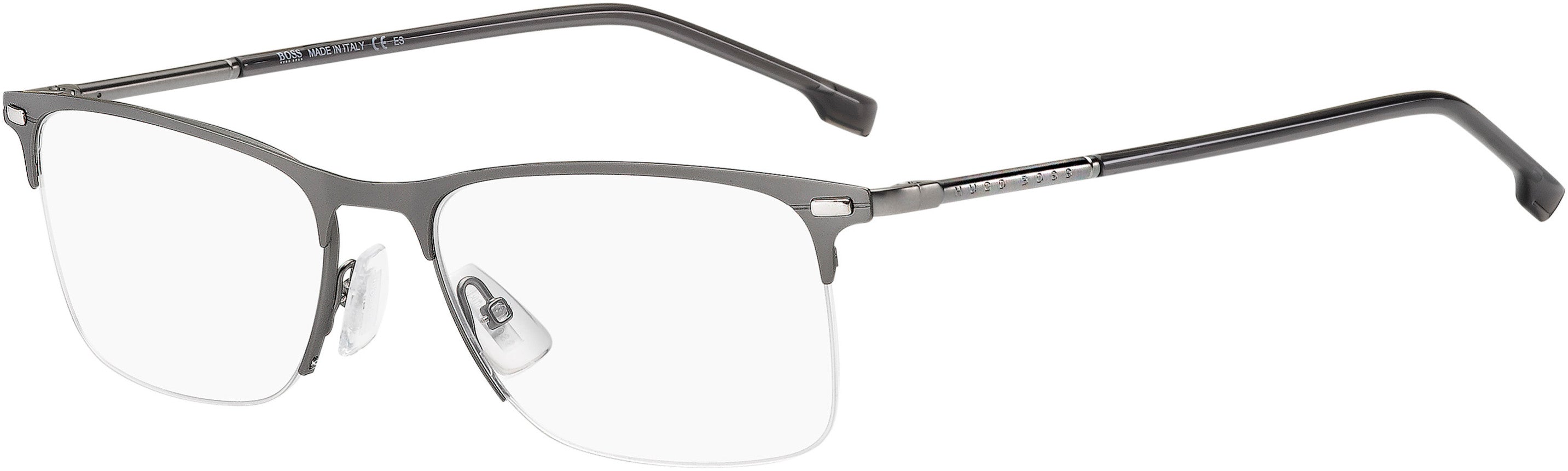 Boss (hub) Boss 1230/U Rectangular Eyeglasses 0R80-0R80  Semi Matte Dark Ruthenium (00 Demo Lens)