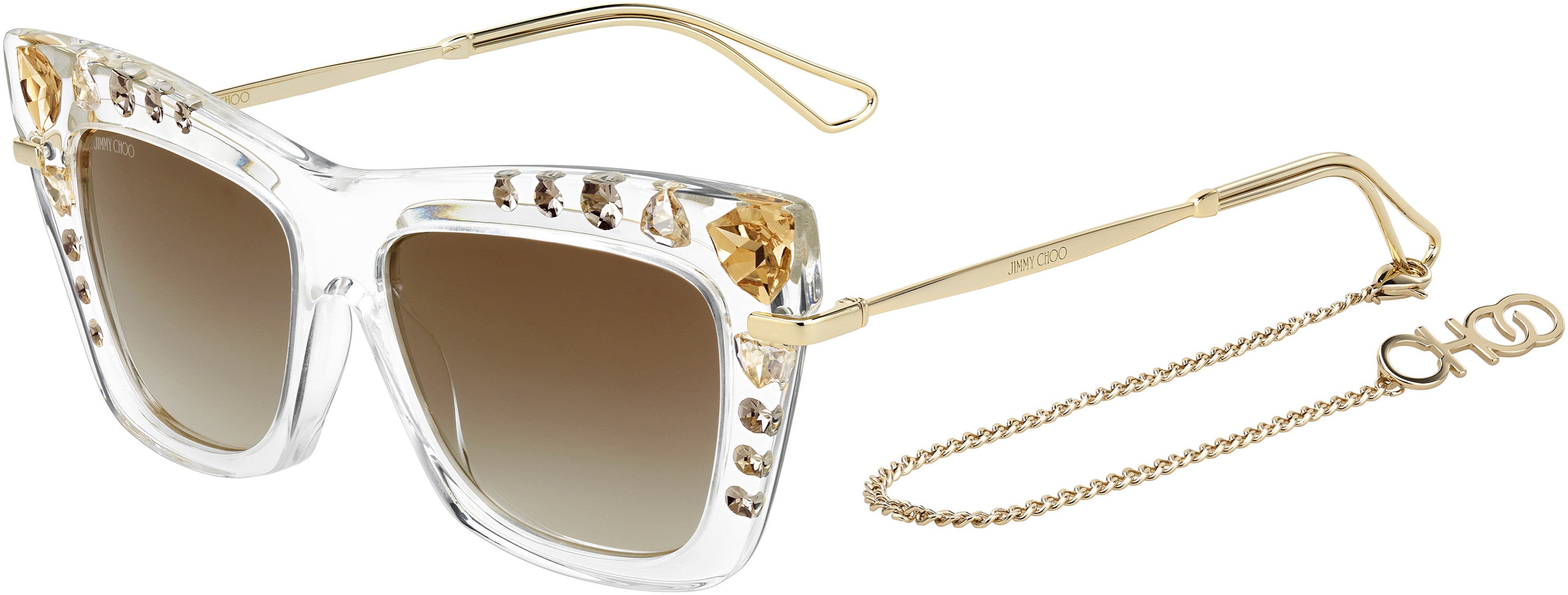 Jimmy Choo Bee/S Cat Eye/butterfly Sunglasses 0REJ-0REJ  Crystal Gold (FQ Gray Sf Gold Sp)