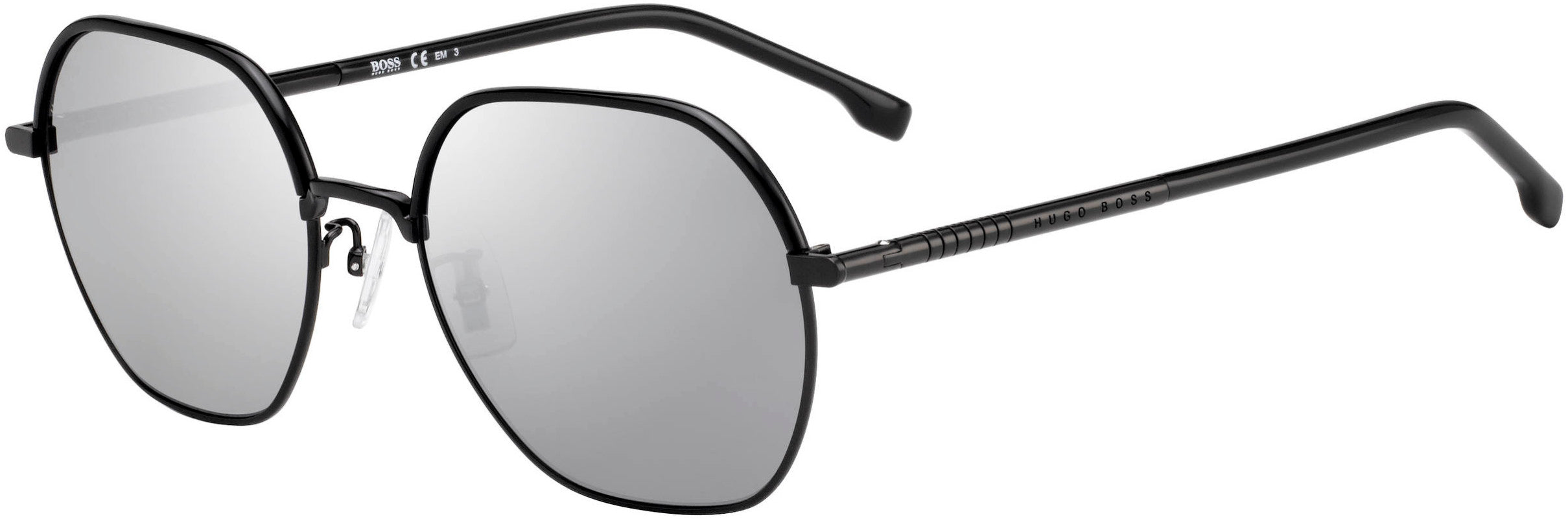 Boss (hub) Boss 1107/F/S Rectangular Sunglasses 0807-0807  Black (T4 Silver Mirror)
